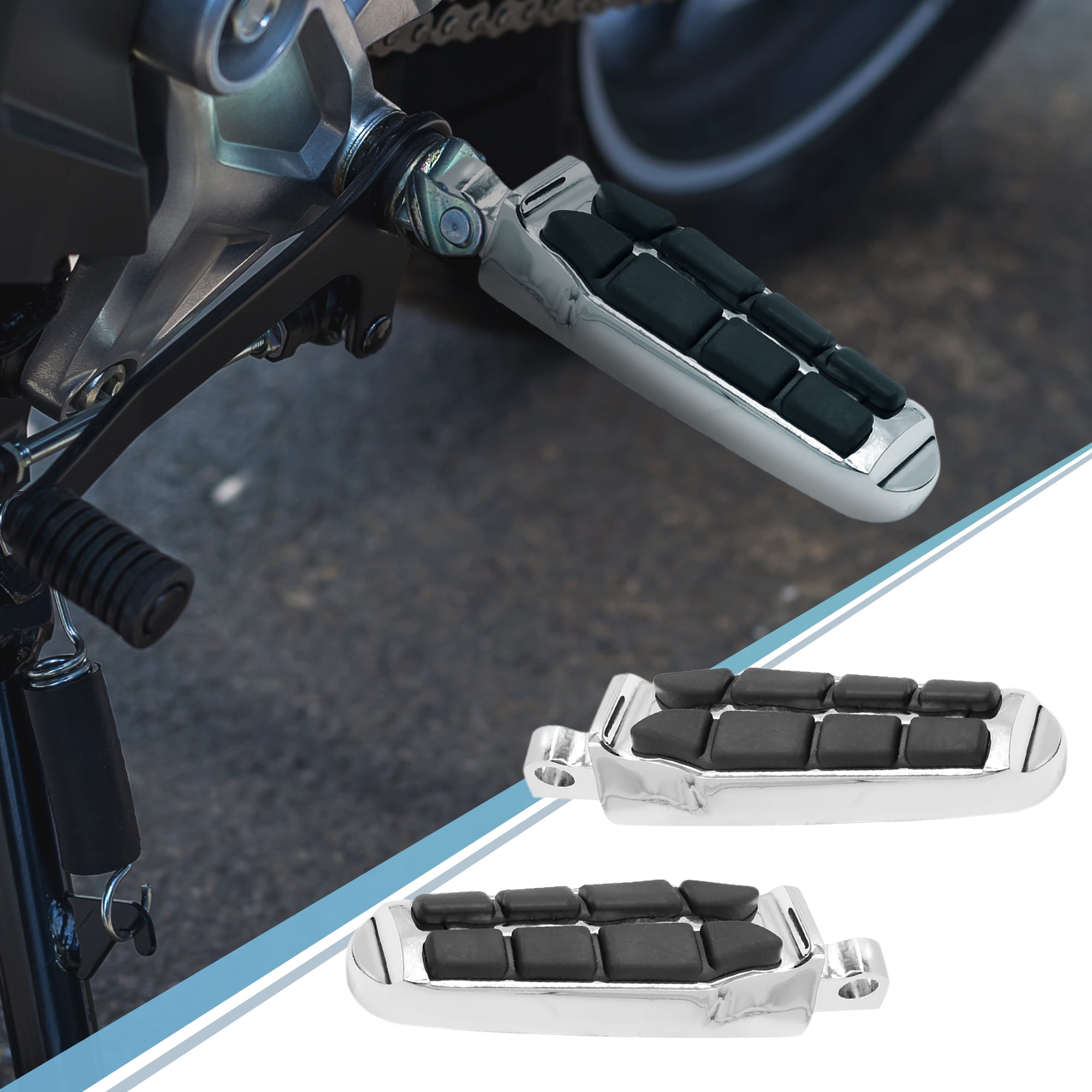 Unique Bargains 2pcs 10mm Hole Dia Chrome Foot Pegs Rest Pedal for Harley Davidson