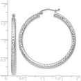 thumbnail image 4 of 14K White Gold Diamond-Cut 3mm Round Hoop Earrings (40 X 3) Made In Peru tc257, 4 of 6