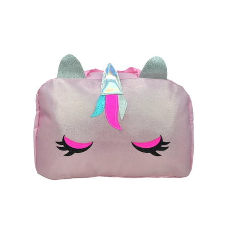 Unicorn Girls Holographic 17&quot; Duffel Bag Carry On Glitter Pink - 0