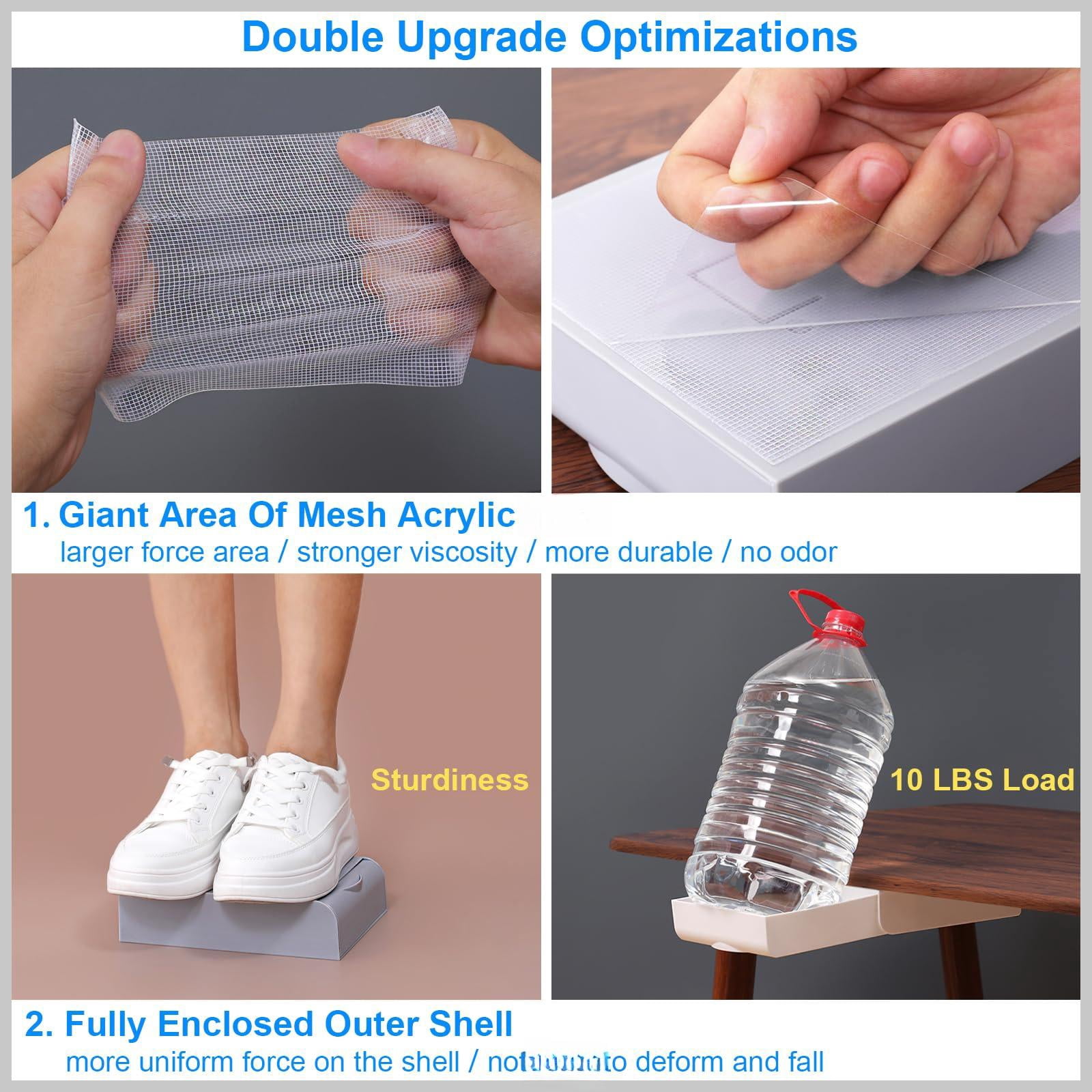 4 Pack Under Desk Drawer Self-adhesive Desktop Storage Organizer  Attachable Slide Out Table Tray For Pencil Pen Stationery Office Organization White