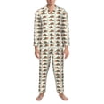 thumbnail image 3 of Susaid Colorful Armadillos Print Men's Long Sleeve Pajama Set, Two-Piece Button-Down Loungewear PJs Set, Comfortable Sleepwear for Relaxation-Large, 3 of 7