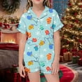 thumbnail image 2 of WEAIXIMIUNG Children's Christmas Print Short Sleeve Shorts Cardigan Children's Pyjamas Two Sets 2-3 Years, 2 of 4
