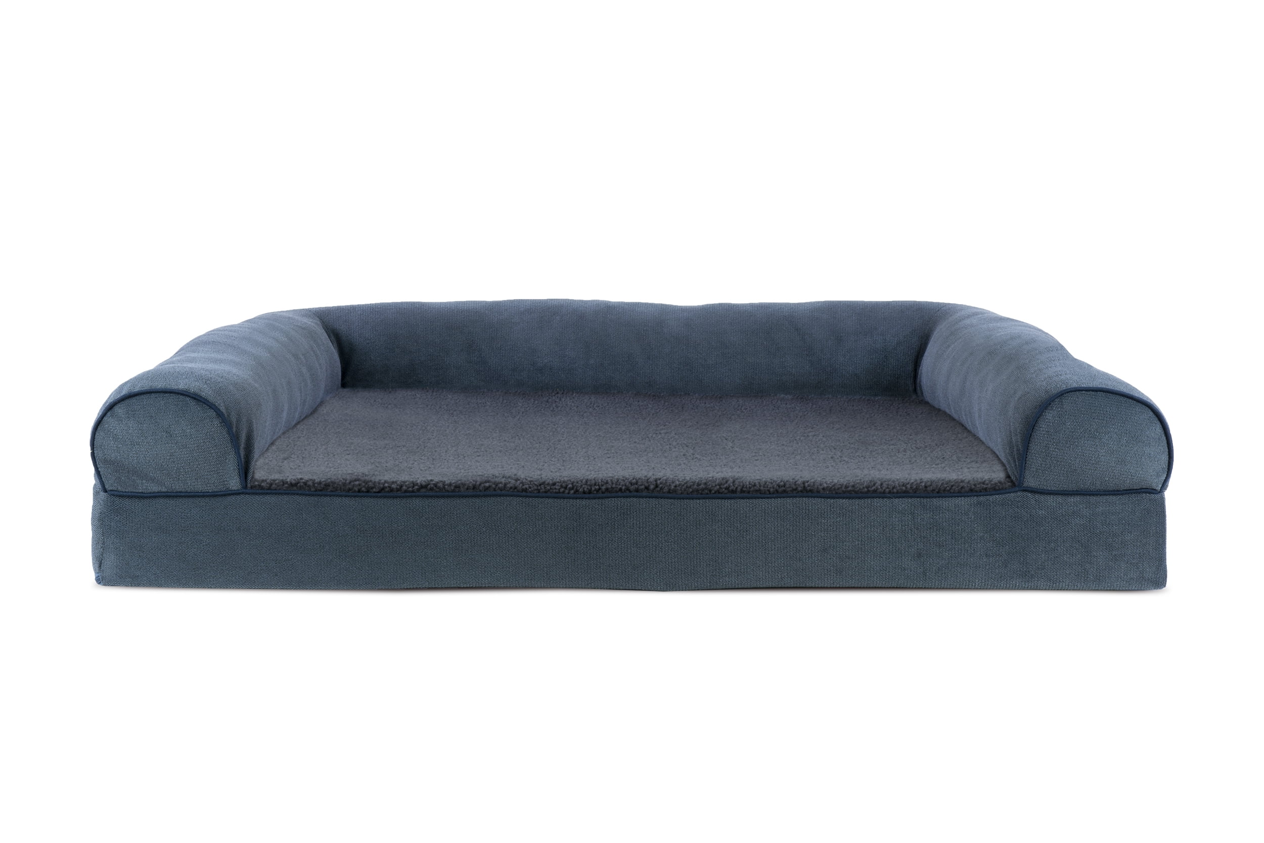 FurHaven Pet Products Faux Fleece & Chenille Orthopedic Sofa Pet Bed for Dogs & Cats - Orion Blue, Jumbo