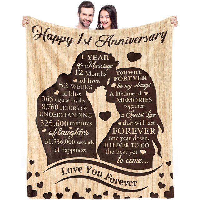 LHSHID 1st Anniversary Blanket Gifts for Couple One Year Anniversary Wedding Gifts for Boyfriend Girlfriend 1 Year Anniversary Wedding Gifts for Her Him 50x60in