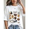 thumbnail image 2 of Women Casual Halloween Graphic Tee Tis The Season Witch Skull Pumpkin Ghost Cassette Tape Print Top Autumn Festival Gift For Friends, 2 of 6