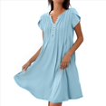 thumbnail image 1 of Vestido Tipo Túnica de Verano para Mujer, Corta, Cuello en V, Holgado, Informal, Plisado, , Azul , XXL, 1 of 5