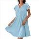 thumbnail image 1 of Vestido Tipo Túnica de Verano para Mujer, Corta, Cuello en V, Holgado, Informal, Plisado, , Azul , Talla XL, 1 of 5