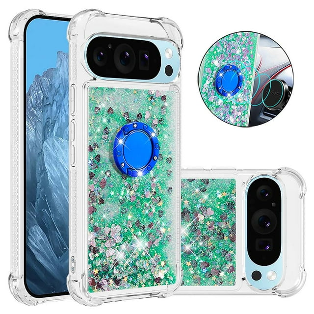 Case for FOXDOCK Google Pixel 9 Pro XL Full Corner Protection Glitter Phone Case with Ring Holder