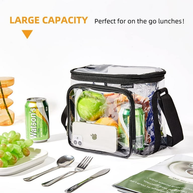 Clear Lunch Bag Stadium Approved Spacious See Through Lunch Box with Adjustable Strap and Front Zipper Pocket Ideal for Stadiums and Daily Use