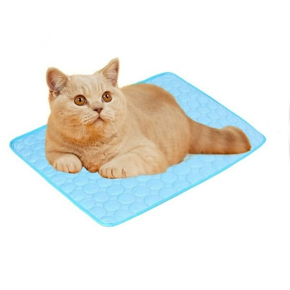 Summer Cooling Mat & Sleeping Pad- Water Absorption Top,Materials Safe,Easy Carry,EZ Clean.Keep Cooling for Pets,Kids and Adults.(Blue,19" x 15")