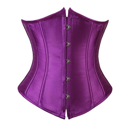 

Canrulo Women s Satin Lace Up Boned Lingerie Bridal Underbust Corset Top Low Back