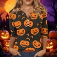 thumbnail image 2 of Halloween Shirts Women Funny 3/4 Sleeve T Shirts Horror Pumpkin Printed Pullover Spooky Button V Neck Tops Holiday Three Quarter Length Blouses, XL, 2 of 5