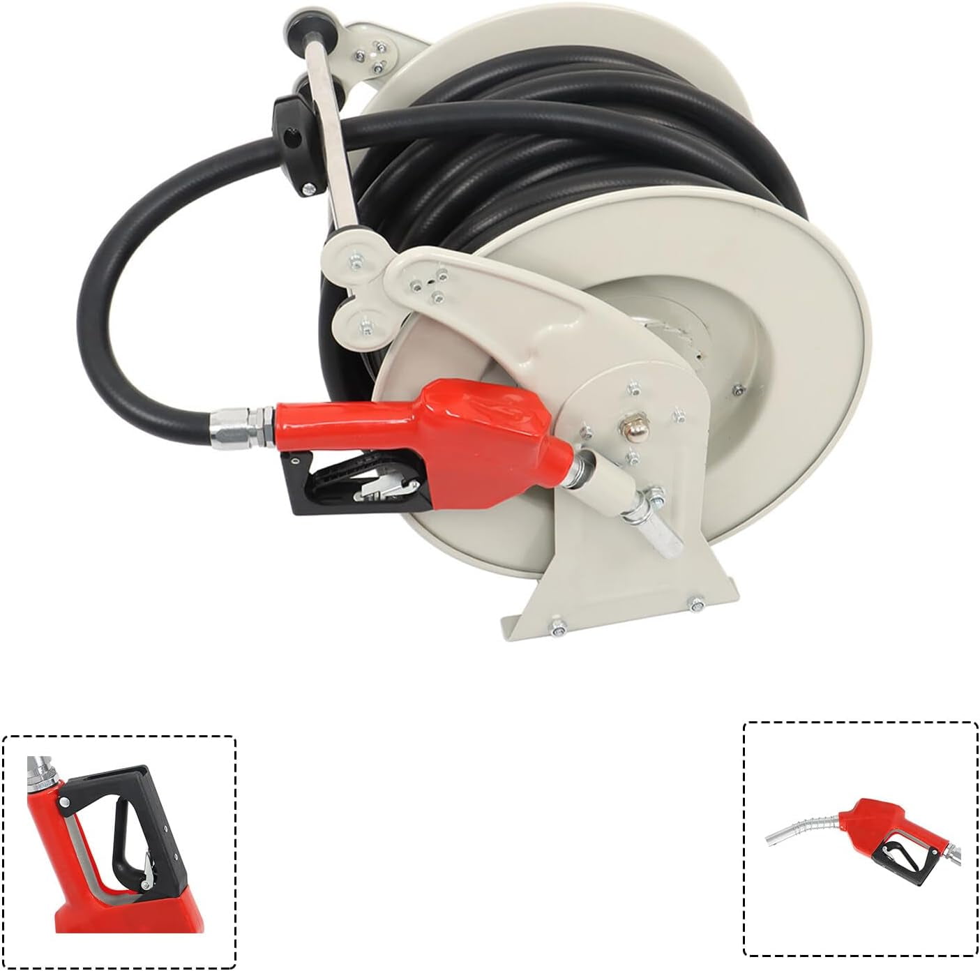 waltyotur Retractable 3/4 x 66 Diesel Hose Reel Automatic Fueling Gun for Industrial Machinery 300PSI