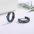 thumbnail image 4 of Black Celtic Hoop Earrings Sterling Silver Blue Viking Hoop Huggie Earrings Viking Jewelry Gift for Men, 4 of 6