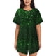 thumbnail image 1 of Fotbe Green Sparkling Conjunto de Pijama Estampado para Mujer, 2 Piezas, Ropa de Dormir con Camiseta de Manga Corta y Shorts Suaves-Small, 1 of 6