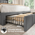 thumbnail image 6 of EnHomee Upholstered Full  Size Bed Frame with 3  Storage Drawers & LED Light & Adjustable Headboard,Grey, 6 of 9