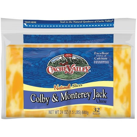 Cache Valley Colby And Monterey Jack 100% Natural Cheese Slices, 24 oz