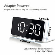 VOLIVO Digital Alarm Clock, USB Charging, Dual Alarms, Dimmable Backlight, Mirror Function, Snooze, Date and Temp Display for Bedroom