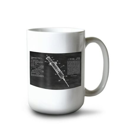 

15 fl oz Ceramic Mug Blackboard Patent Syringe Dishwasher & Microwave Safe