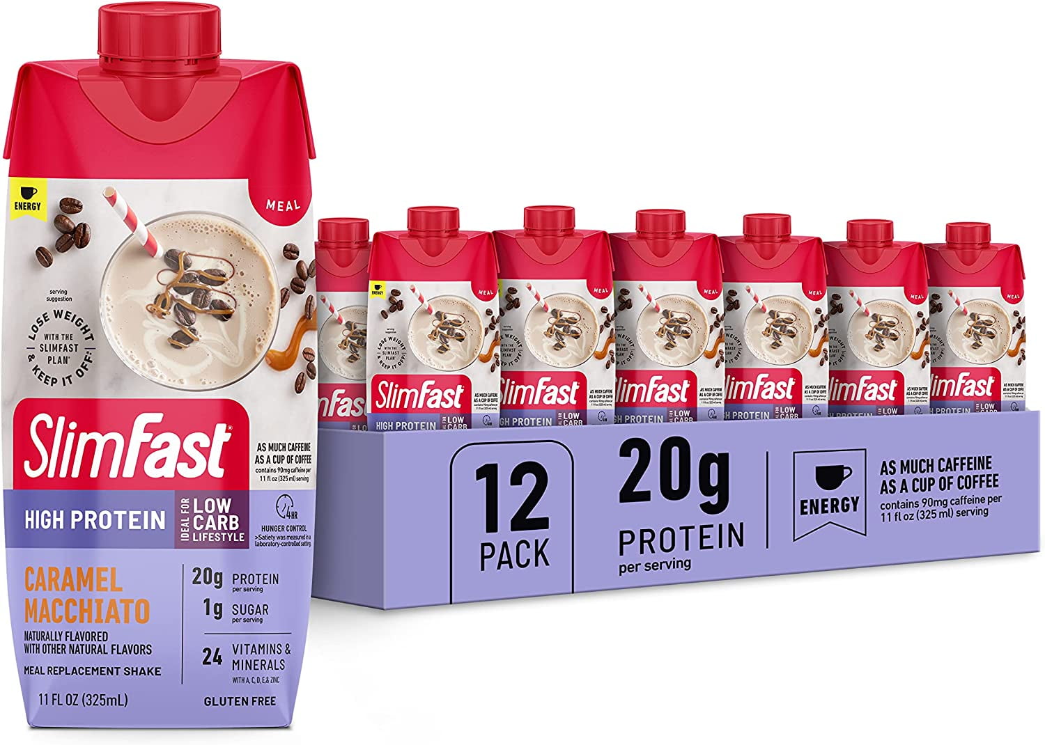 SlimFast Protein Shake, Caramel Macchiato 20g Protein, Meal