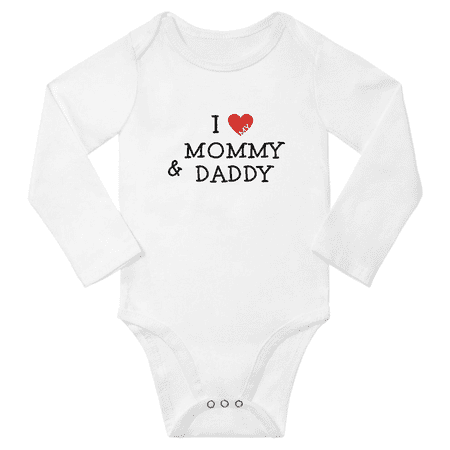 

I Love My Mommy & Daddy Funny Baby Long Sleeve Bodysuit Boy Girl Unisex (White 6M)