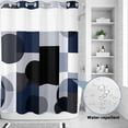 thumbnail image 2 of No Hook Shower Curtain, Navy Blue Black Shower Curtains for Bathroom with See Through Top Window, Art Modern Abstract Geometric Waterproof & Washable Bath Curtain Stall 48"x72", 2 of 9