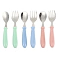 thumbnail image 1 of BRIGHTFUFU 6pcs Cucharas y horquillas creativas de acero inoxidable para niños (color surtido), 1 of 8