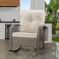 thumbnail image 4 of Cozywor Wicker Patio Outdoor Rocking Chair with Cushion Beige, 4 of 5