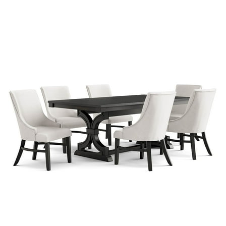 Furniture of America Kindrel Wood 7-Piece Dining Set in Black