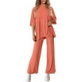 thumbnail image 3 of PRETTYGARDEN Women's 2 Piece Outfits Casual Short Sleeve Pullover Tops and Wide Leg Pants Lounge Sets Tracksuits, 3 of 7