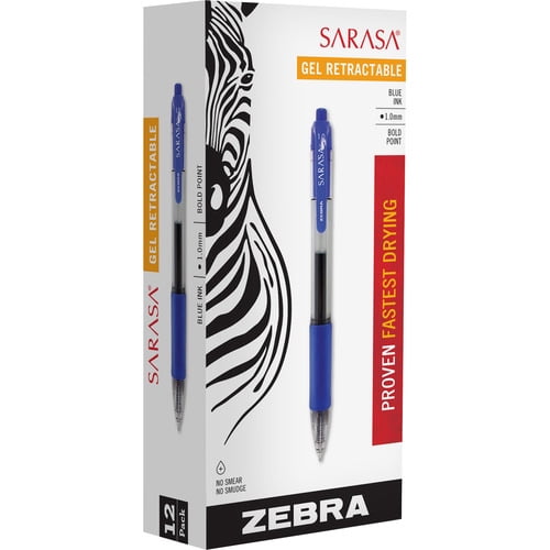 Zebra Pen Sarasa jel Retractable Pens Bold Pen Point - 1 mm Pen Point Size - Refillable - Retractable - Blue - Transparent Barrel - 12 / Dozen