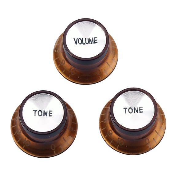Bass Knob & Volume Tone Control Knobs for Electric Guitar & Bass (Light Brown)