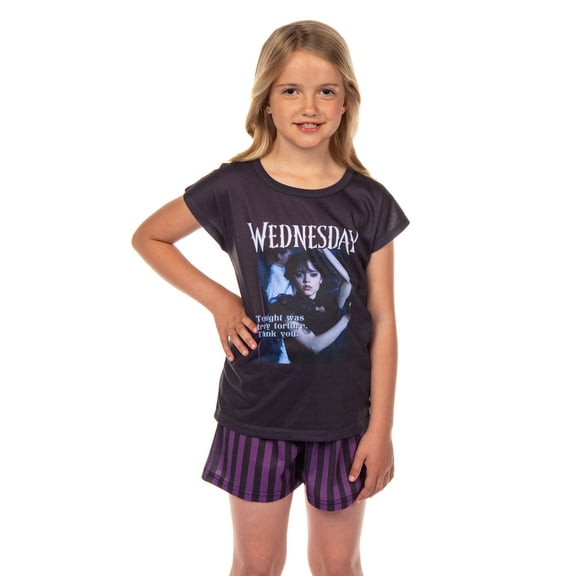Addams Family Wednesday TV Series Girls' Pajama Tonight Was Torture Short Sleeve Sleep Shirt and Short Lounge Set