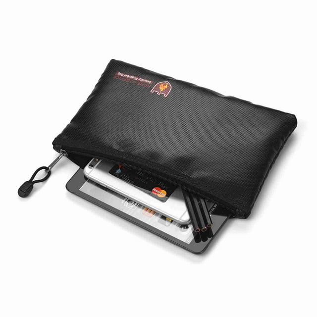 Fireproof Document Bag Fireproof Small Briefcase High Temperature Data Fireproof Bag 27.0 x 17.0 x 1.0cm Black