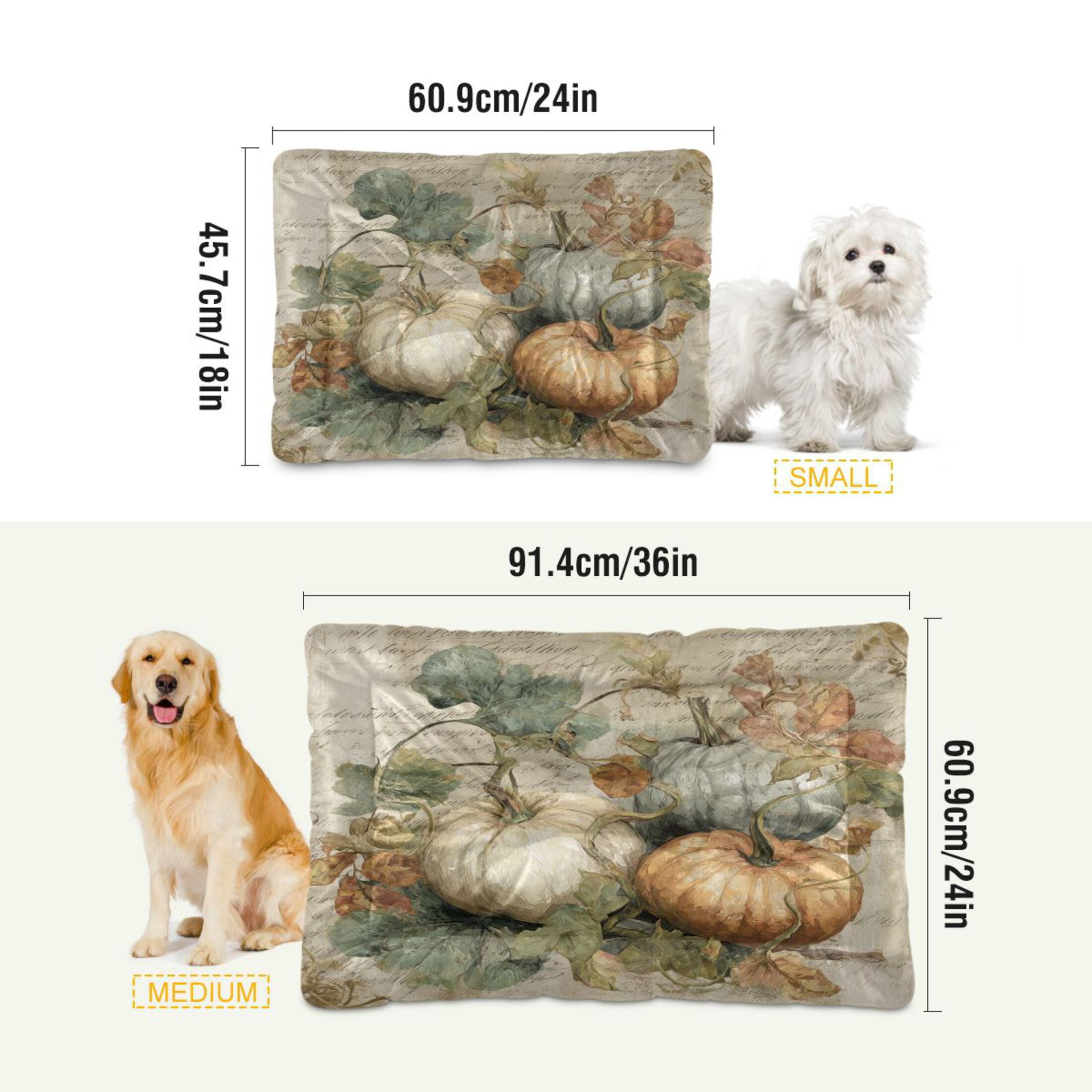 Qxltty Fall Pumpkin Maple Leaf Ped Pad Wear-resistant and Hard to Bite Through Sleeping Pad for Small Medium Large Dogs Winter Pet Bed 36×24in