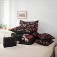 thumbnail image 6 of Homewish Watercolor Cherry Twin Bedding Sets 7-Piece for Girls, Kawaii Bowtie Bedding Comforter Set, Tropical Fruit Leaves Sheet Sets, Black Red Bedroom Decor, 6 of 8