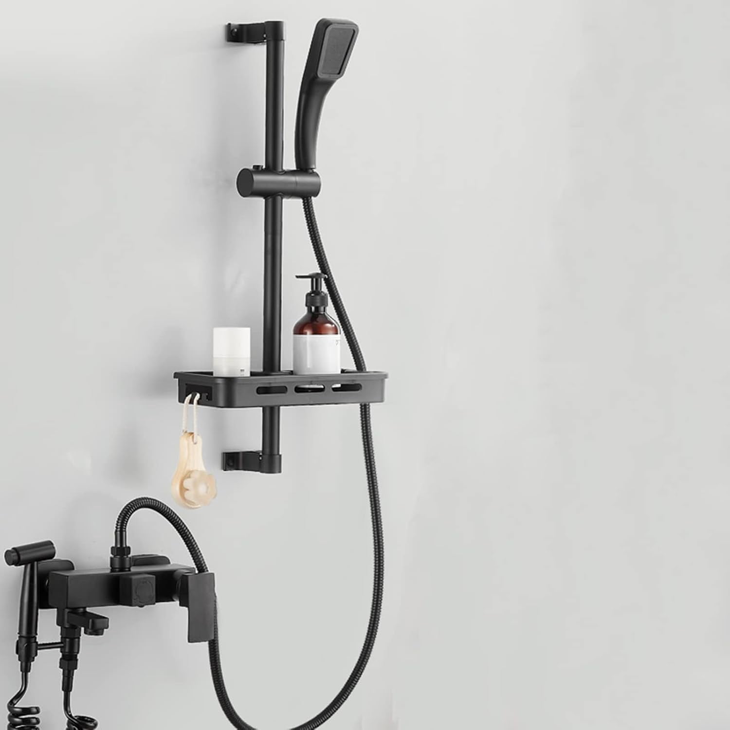 Bath Mixer Tap with Shower Attachment Bathtub Faucet Wall Mounted Black Faucet Hot and Cold Water Brass Hand Shower Bathroom Faucet
