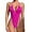 Pink, variant on Liquid Metallic Backless Glitter One Piece Swimsuit Female Shiny Solid Body Suit Set Halter Bathing Suit Bikini