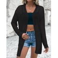 thumbnail image 3 of Women's Crochet Bell Sleeve Cropped Cardigan Button Down See Through Lightweight Sweater Knitted Top, 3 of 6