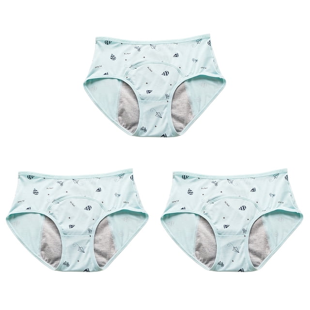 Sonducket Bragas de período de dibujos animados para niñas, ropa interior menstrual fisiológica, bragas, lencería transpirable para Ropa interior pescado y agua L