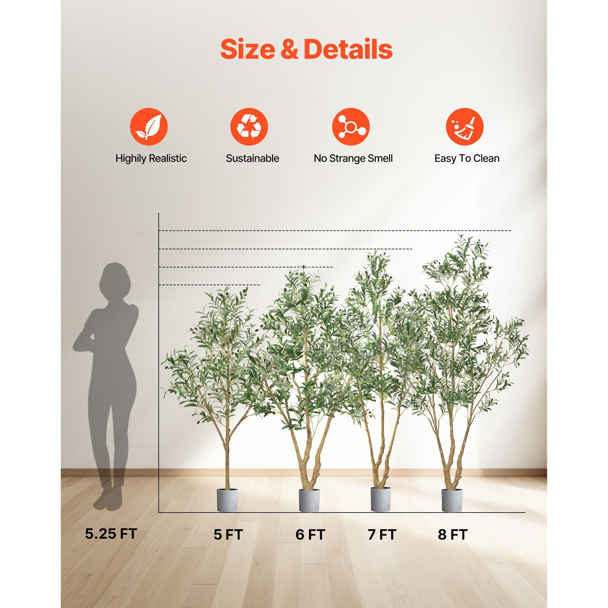 5FT Artificial Olive Tree with Black Pot, Realistic Leaves & Fruits, Adjustable Branches, for Home Office Corner Decor
