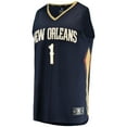 thumbnail image 2 of Youth Fanatics Zion Williamson Navy New Orleans Pelicans Replica Fast Break Jersey - Icon Edition, 2 of 3
