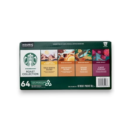 Starbucks Roast Collection K-CUP Pods Coffee, 64 Count, 768g/1.7 lb.
