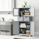 thumbnail image 3 of Costwya Armario de Almacenamiento con Puertas, Armario de Baño Independiente con 4 Puertas, 2 Cajones & Estantes Ajustables, Mueble de Almacenamiento Multifuncional para Cocina, Sala de Estar, Gris, 3 of 4