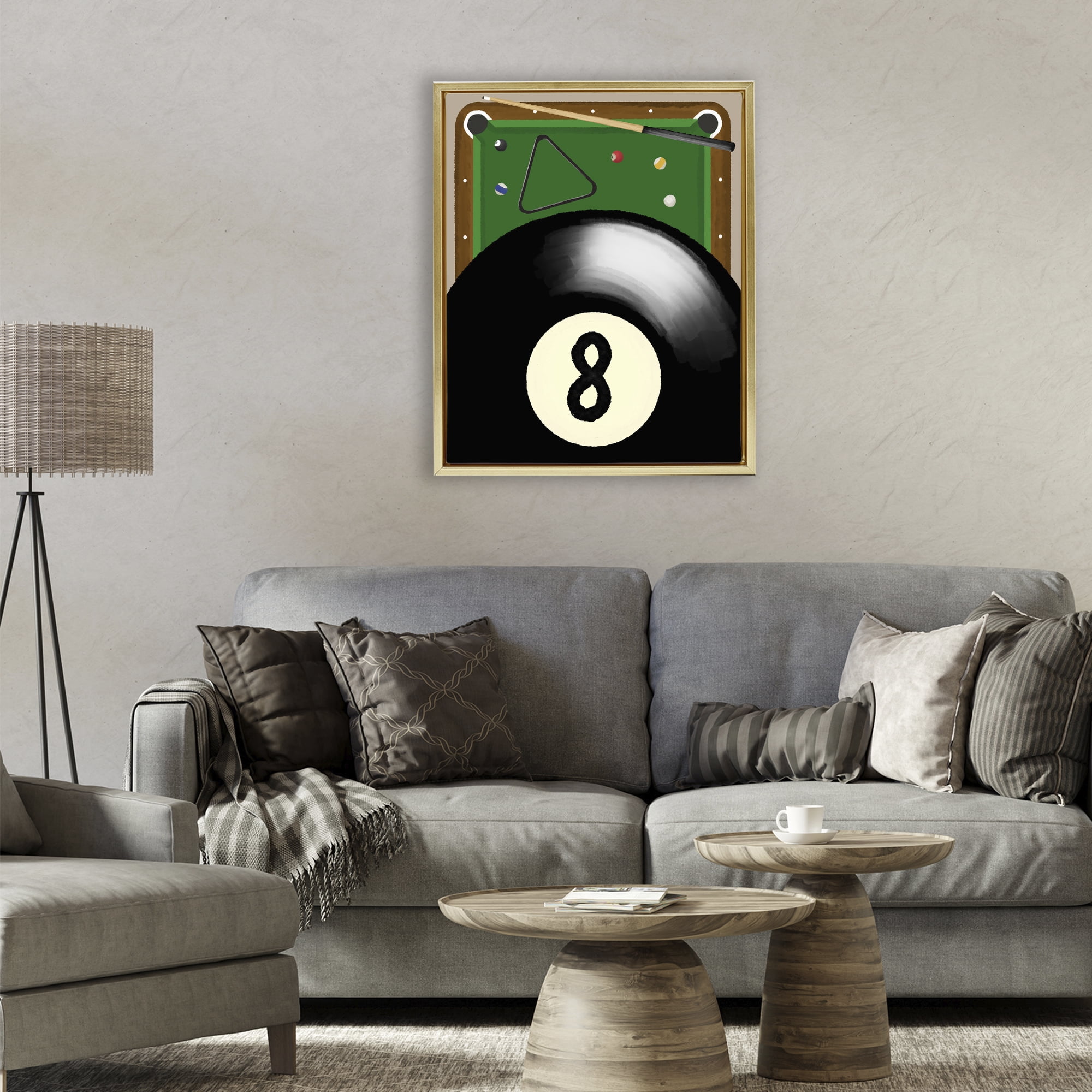 Stupell Industries Billiard Table & Balls Gold Framed Floater Canvas Wall Art, design by Jennifer Stith