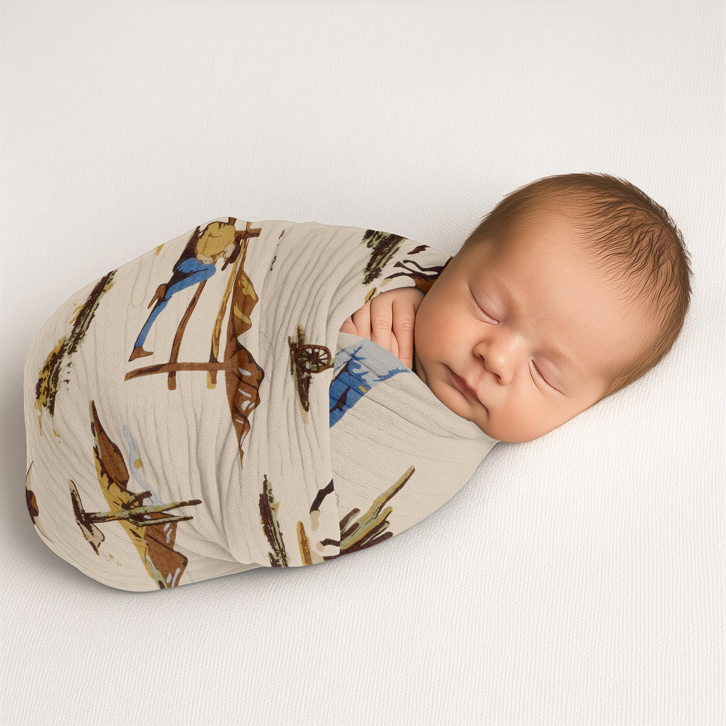 Sweet Jojo Designs Wild West Cowboy Boy 100% Cotton Muslin Baby Swaddle Receiving Blanket