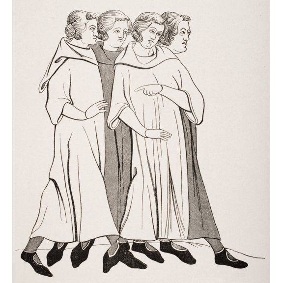 Posterazzi DPI1857866 Group of 13th Century Bourgeois From Miniature in 13th Century Manuscript Poster Print, 14 x 15