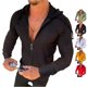 thumbnail image 4 of Sudadera con capucha de lunares a cuadros para hombre con cordón, corte ajustado, manga larga, moda, color negro L, 4 of 6