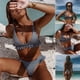 thumbnail image 1 of TRKIYQC, conjunto de Bikini a cuadros para mujer, traje de baño con volantes dulces, traje de baño Sexy de cintura baja, traje de baño separado de dos piezas TRKIYQC moderno, 1 of 8