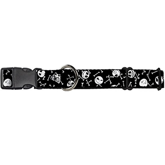 buckle-down jack expressions bones scattered black white disney martingale plastic clip collar